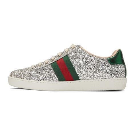 gucci glitter shoes silver|gucci ace glitter sneakers.